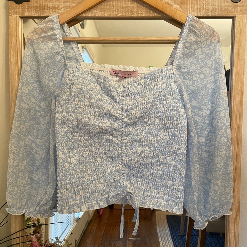 Smocked Drawstring Front Top - Picture 3 of 6